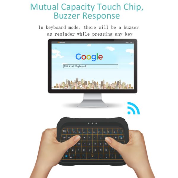 T18 Mini Wireless Keyboard Full Touch Screen Touchpad 3 Colors Backlit Rechargeable Mute Mouse on Sale