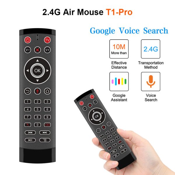 T1-PRO-TV 2-Key IR Learing Function Air Mouse Smart Wireless Remote Control with Microphone for Android TV Box   Stick Hot on Sale