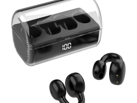 FK8 Bone Conduction Bluetooth Earphones Ear Clip Headphones with Digital Display Charging Case on Sale