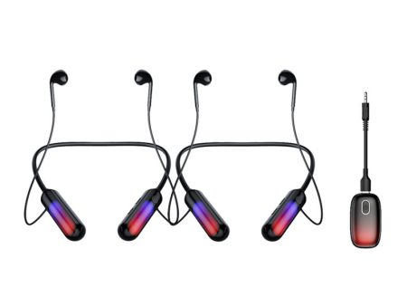 B10 2Pcs Wireless Neckband Headphones Silicone Neck-mounted Bluetooth Earphones with Transmitter For Discount