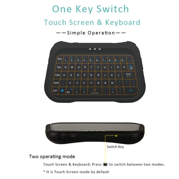 T18 Mini Wireless Keyboard Full Touch Screen Touchpad 3 Colors Backlit Rechargeable Mute Mouse on Sale