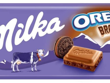 Milka Oreo Brownie - Con Leche De Los Alpes Relleno De Galleta Oreo - Tableta De G, Chocolate, 100 Gramo Embalaje Deteriorado (Cad: 22 04 2024) For Sale