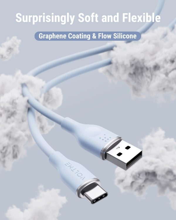 Cable USB C Carga Rápida VOLTME, 60W, 6ft 1,8m, para MacBook Pro, iPad Pro, Galaxy S21, Pixel, Switch, Azul Embalaje Deteriorado Fashion