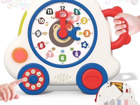 Reloj de juego educativo para niños de 18 meses, juguete musical de despertar bebé para aprender la hora animal color forma, juguete multifunción regalo niño 2 3 4 5 años niño y niña contenido en Embalaje Deteriorado Discount