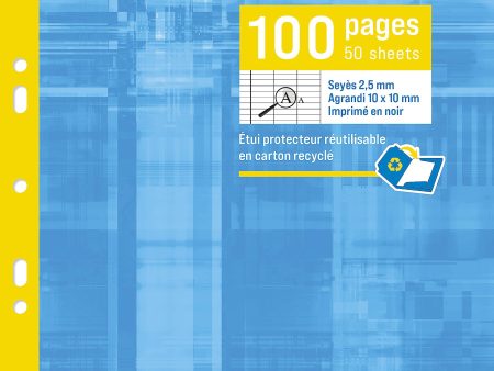 Clairefontaine 17499C - Un étui carton de 100 pages Feuillets mobiles perforés 4 trous pour déficients visuels 21x29,7 cm 90g grands carreaux NOIRS 2,5mm agrandis 10x10 Embalaje Deteriorado For Cheap