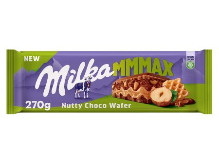 Tableta de Chocolate Milka MMMAX Nutty Choco Wafer con Crema de Avellana y Trozos de Avellana 270g Embalaje Deteriorado (Cad: 10 08 2024) Online Hot Sale