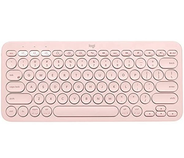 Logitech K380 Teclado Inalámbrico Multi-Dispositivos para Windows, Apple, iOS, Android, Chrome, Disposición QWERTY Italiano, Rosa For Sale