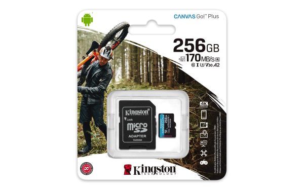 Tarjeta microSD Kingston SDCG3 256GB Canvas Go Plus 170R A2 U3 V30 con adaptador SD Fashion