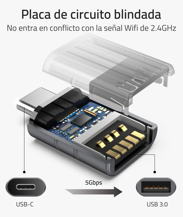 Adaptador USB-C a USB (2 Unidades) USB-C a USB 3.0 Hembra OTG para teléfono móvil, Thunderbolt 4 3 a USB 3.0 Compatible con iPhone 15 Pro MAX MacBook Pro Air 2023 iPad Mini iMac Surface y más Embalaje Deteriorado Fashion