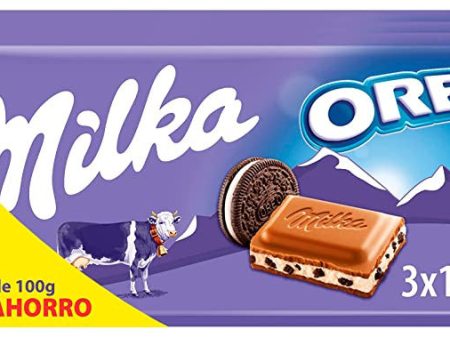 Milka - Chocolate Con Leche De Los Alpes con Relleno Cremoso Sabor Vainilla y Trozos de Galletas Oreo - Pack De 3 Tabletas x 100g Embalaje Deteriorado (Cad: 10 06 2024) Online Hot Sale